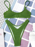 7 Colors Wrinkled Crinkled Triangle Bikini Women Swimwear Female Swimsuit Two-pieces Bikini set Bather Bathing Suit Swim Lady