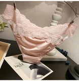 Women's Briefs Satin Lace Sexy Women's Underwear Low Waist Transparent Hollow Out Panties Breathable Soft Seamless Lingerie