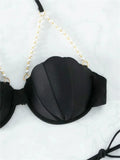 Shell Shaped Underwired Bra Cup Bikini Women Pearls Bikinis 2025 Female Swimwear Two Pieces Bikini Set Push Up Bathing Suit Swim