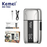 Kemei T402 UV-Disinfecting Metal Double-Foil Shavers Professional Barber Reciprocating Razor for Men Bald Head Shaving Machine