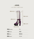 Plus Size Mesh Fabric Splicing PU High Socks Boots Ankle Buckle Ultra Thick Heel Back Zipper Breathable Summer Knee High Boots