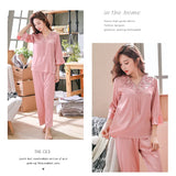 Spring and summer silk women's pajamas long-sleeved autumn and winter new imitation silk women's home clothes