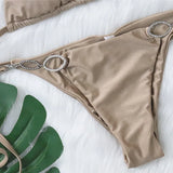 DEKA Halter Crystal Diamond Bikini Set Women Brazilian Swimwear Metal Ring Linked Swimsuit Female Bathing Suit