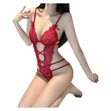 Summer Open Bra Erotic Lingerie Sexy Hollow Lace Adjustable Underwear Set Corset Deep V Crotchless Dress Hot BabyDoll Bodysuit