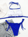 2025 Sexy Tie Side Strappy Halter Bikini Female Swimsuit Women Swimwear Two-pieces Bikini set Hollow out Bathing Suit Swim Lady