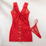 Toucheart 2PCS Lace See-through Hollow Out Sexy Interesting Thin Model Pajamas Panty Slim High Waisted Women Sexy Pajamas Set