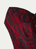 Corset Top Thin Without Lace Deep Red Body Shaping Chest Support Waist Tie Waist Tightening Corset Casaul Pure Desire Style Y43R