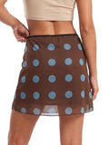 2026 Summer Women Mini Skirt Dot Print Elastic Waist Loose A-line Skirts Daily Casual Retro Skirt Streetwear