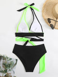 Sexy Halter Bikini 2026 Criss Cross Solid Swimsuit High Waist Swimwear Female Bathers Bathing Swimming Suit Padded Beachwear