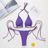 DEKA Brazilian Cross Bandage Bikini Set Women Lover Swimsuit Halter Swimwear Push Up Bikini Beachwear Sexy Bathing Suit