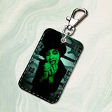 Singer M-Marilyn M-Manson Rectangle Card Case Keychain Access Card Bag Key Tag Ring Leather Card Holder Key Ring Access