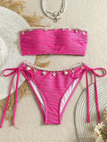 XS - XL Bandeau Wrinkled High Cut Bikini Women Swimwear Female Swimsuit Two-pieces Bikini Set Shell Bather Bathing Suit Swim