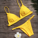 DEKA Women Sexy Solid Mini Micro Bikini Set Push-up padded Bra Thong Split Swimwear Female Bandage Bathing Suit Lacing Swimsuit
