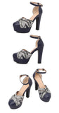 Summer New Style Fashion High-heeled Exposed Toes Women's Sandals Party Color Blocking Buckle Strap Square Heel Women's Sandals