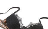 Sexy Leopard Bras Set Small Chest Winter Push Up Bralette Anti Sagging Wireless Lace Lingerie Lightweight Comfort Christmas Gift