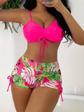 2026 Tie Dye Bikini Drawstring Swimsuit Women High Waist Shorts Swimwear Female Padded Bathing Suit Swimming Beachwear Summer