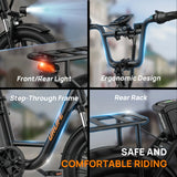 URLIFE 1000W E20 Electric Bike | 48V 13Ah Removable Battery, 20MPH, 20''X3" Fat Tire, 7-Speed E-Bike with Dual Disc Brake