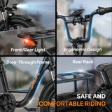 URLIFE 1000W E20 Electric Bike | 48V 13Ah Removable Battery, 20MPH, 20''X3" Fat Tire, 7-Speed E-Bike with Dual Disc Brake