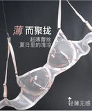 Elegant French Lingerie Set Sexy Embroidery Ultra Thin Bra Thong, Large Bust Minimizer Plus Size Anti Sagging Comfort MOYISU Bra