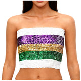 Y2k Tops Women Carnival Sexy Sequin Strapless Sleeveless Vest Party Performance Bandeau Vests Seductive Womens Top Popular