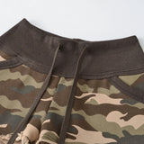 New American Style Camouflage Shorts Washed Frayed Drawstring Elastic Waist Patchwork Sexy Bodycon Hot Pants Shorts Elegant IHOH