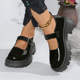 Patent Leather Thick Sole Mary Jane Shoes Women 2025 Ankle Buckle Platform Pumps Woman Round Toe High Heel Lolita Shoes Female