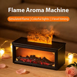 1PC Simulated Flame Fireplace Aroma Diffuser with Colorful Night Lights, 3-level Timer, USB Powered Air Humidifier