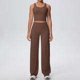 2PCS Yoga Set Women Tracksuit Nude Feeling Workout Sets Gym Clothes Push Up Fitness Running Sportswear Sport Straight tank suit