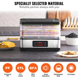 VEVOR 5 Tray Food Dehydrator With Digital Timer And Temperature