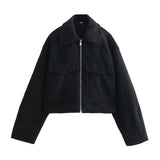 Foridol Autumn Winter Thick Burgundy Coat Jacket Women Zip Closure Turn Down Collar Short Jacket Veste Casual Angola Red Coat