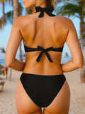 Ring Link Bikini 2026 Women Halter Swimsuit Solid Sexy Beadeau Swimwear Female Bathers Bathing Swimming Swim Suit Beachwear