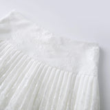 Women Solid Color Patchwork Lace Mini Skirt High Rise A-line Short Pleated Skirts Casual Summer Streetwear