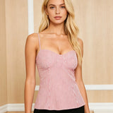 Women Camisole Summer Striped Slim Fit Spaghetti Strap Sweetheart Neck Tops for Going Out