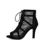 NASBAVI Women Latin Dance Boots Tango Party Shoes for Ladies Girls High Heels Ballroom Dance Shoes Mesh Rumba Samba Salsa Shoes