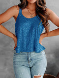 2026 Summer Fashion Women's Tanks Sexy Sequins Camisole Lady Casual Sliver Women's Strap Top Night club Streetwear Y2K Dress up