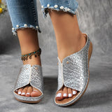 Gold Snake Pattern Wedges Sandals Women Lightweight Thick Sole Platform Slippers Woman Plus Size Non Slip Beach Sandalias Mujer