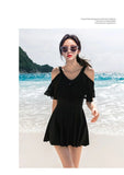 New Swimsuit for Women Soaking in Hot Springs, Concealing Flesh and Slimming, Conservative One-piece Skirt, Flat Angle Swimsuit