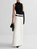 2026 New Urban Female Stylish Selection Black White Elegant Straight Skirts Summer High Waist Long Skirts For Women RMF8