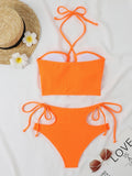 2026 Sexy High Wasited Swimsuit Women Solid Bikini Hollow Out Cross Swimwear Female Bathers Bathing Swimming Swim Suit Beachwear