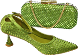 Doershow Italian Shoe and Bag Set New beautiful Women Shoes and Bag Set In GREEN Italian Shoes with Matching Bag set HSH1-1