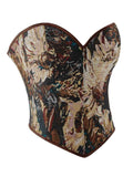 New French retro printed vest women wear fishbone corset with U-neck to gather the palace corset.