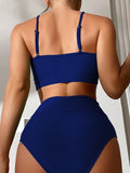 2026 High Waist Bikini Women Strappy Swimwear Female Sexy Swimsuit Solid Bathers Bathing Swimming Swim Suit Beachwear Summer
