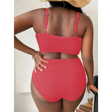 0XL - 4XL Ribbed Bikini Large Size Swimwear Plus Size Women Swimsuit Female Two-pieces Bikini Set Bather Bathing Suit Swim V4982
