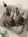 Hot Selling Floral Lingerie Women's Lace Lingerie Clothing Leopard Print Bra Camouflage Shoulder Strap Adjustable Design B6042