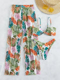 3 Pieces Strappy Bikini 2026 Women Printed Swimsuit Sexy Swimwear Female With Beach Pants Bathers Bathing Swimming Swim Suit