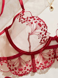 Valentine's Day Ladies Black Forest Wave Lace Sexy Underwear Set Romantic Floral Trim Bustier Nightgown for Women