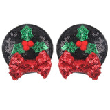 Christmas 2.8"Mouse Ears Hair Clips For Children Sequins Bow Hairpins Girls Festival Party DIY Hair Accessories