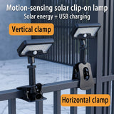 Clip-on Solar Outdoor Lights 92 LED Solar Motion Sensor Light 4 Lighting Modes Waterproof LED Street Light for Yard Garden Fence