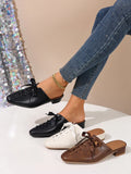 2026 New Retro Summer Brown Women's Slippers Thick Low Heels Square Head Lace Up Ladies Comfortable Outdoor Beach Sliders 35-45