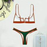 S - XL Splicing V Shaped Thong Bikini Women Swimsuit Female Swimwear Two Pieces Bikini Set Bather Push Up Bathing Suit Swim Lady